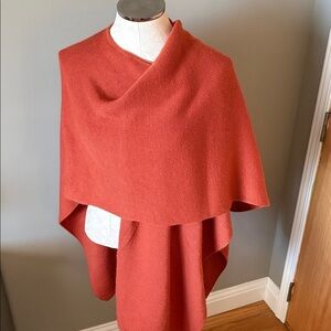 Women's Sweater Poncho Burned Orange Made in Peru
